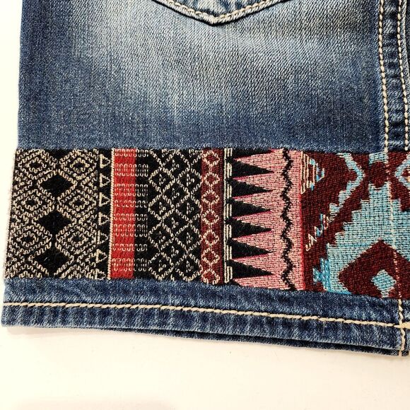 Miss Me Denim Skirt Colorful Embroidered Hem Women's Size 25 Bohemian - Picture 12 of 12